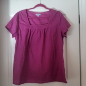 NWOT Pink Textured square neck peasant top. XL